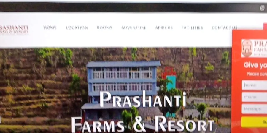 Prashanti Farms and Resort Website Screenshot